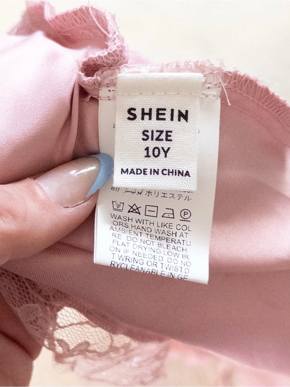 SHEIN Girls Pink Satin Lace Trim Dress Size 10 Years – Excellent Condition